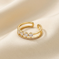 Elegant Double Band Crystal Ring - Adjustable Fit