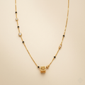 Elegant Filigree Cube Crystal Station Black Bead Mangalsutra