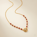 Elegant Red Bead Pave Crystal Circular Pendant Mangalsutra
