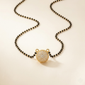 Elegant Pave Crystal Sphere Pendant Black Bead Mangalsutra