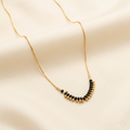 Elegant Black Bead Curved Station Box Chain mangalsutra