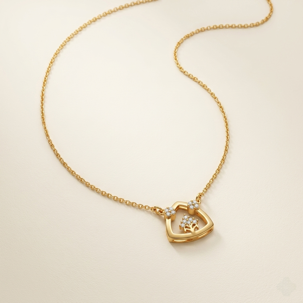 Elegant Pave Crystal Tree Motif Geometric Mangalsutra