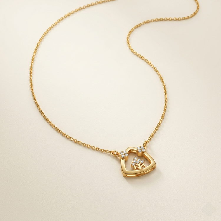 Elegant Pave Crystal Tree Motif Geometric Mangalsutra