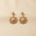 Elegant Pave Crystal Sunburst Statement Drop Earrings
