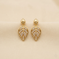 Elegant Pave Crystal Botanical Leaf Drop Earrings