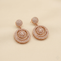 Elegant Pave Crystal Floral Circular Drop Earrings