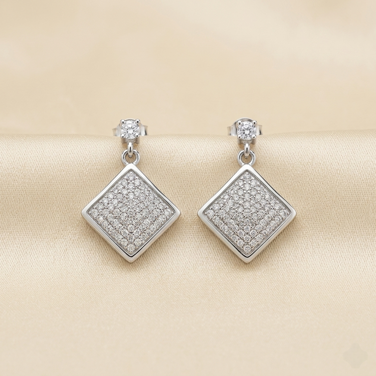 Elegant Pave Crystal Geometric Drop Earrings