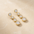Luxurious Graduated Bezel-Set Crystal Drop Earrings