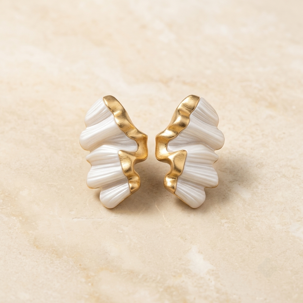 Premium Sculptural Fluted Wing Statement Stud Earrings