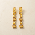 Radiant Yellow Emerald-Cut Crystal Linear Drop Earrings