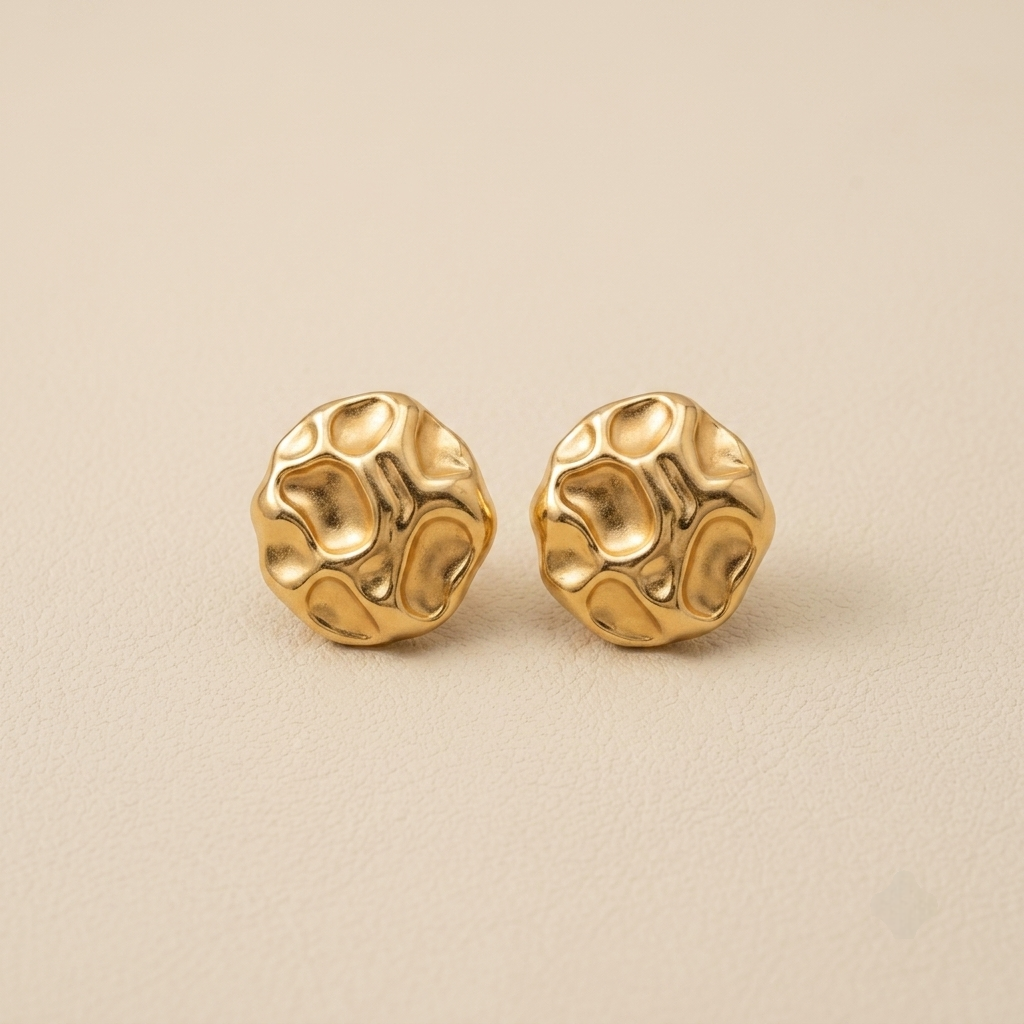 Premium Sculptural Hammered Metallic Stud Earrings