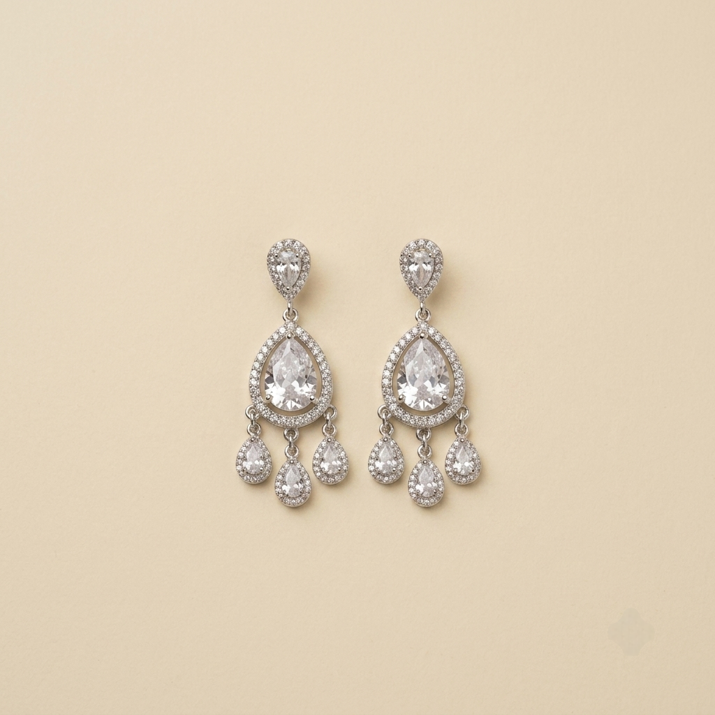 Luxurious Marquise Crystal Cascade Chandelier Earrings