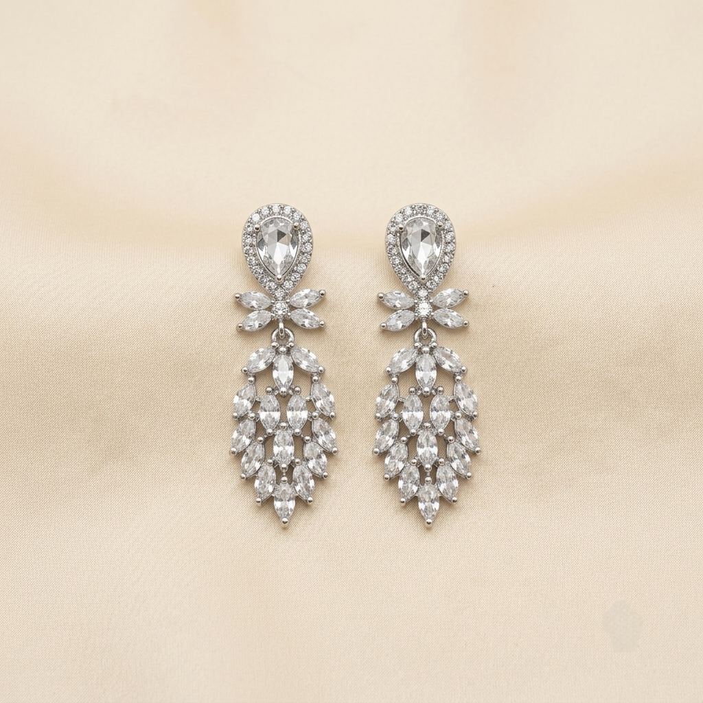 Luxurious Marquise Crystal Cascade Chandelier Earrings