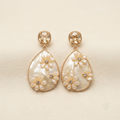 Elegant Floral Pearlescent Teardrop Crystal Earrings