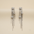 Luxurious Crystal Floral Chain Fringe Drop Earrings