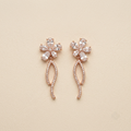 Luxurious Crystal Flower & Pave Ribbon Drop Earrings