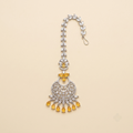 Radiant Amber Teardrop Crystal Crescent Maang Tikka