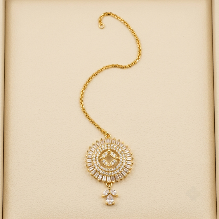 Radiant Sunburst Crystal Maang Tikka Statement Piece
