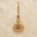 Elegant Peacock Motif Maang Tikka with Gemstone Accents