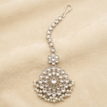 Premium Crystal Floral Maang Tikka with Pearl Drops