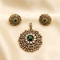 Luxurious Geometric Square Crystal Swirl Pendant Set