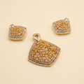 Premium Dual-Tone Floral Crystal Shield Pendant Set