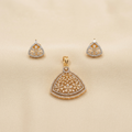 Premium Crystal Floral Filigree Triangle Pendant Set