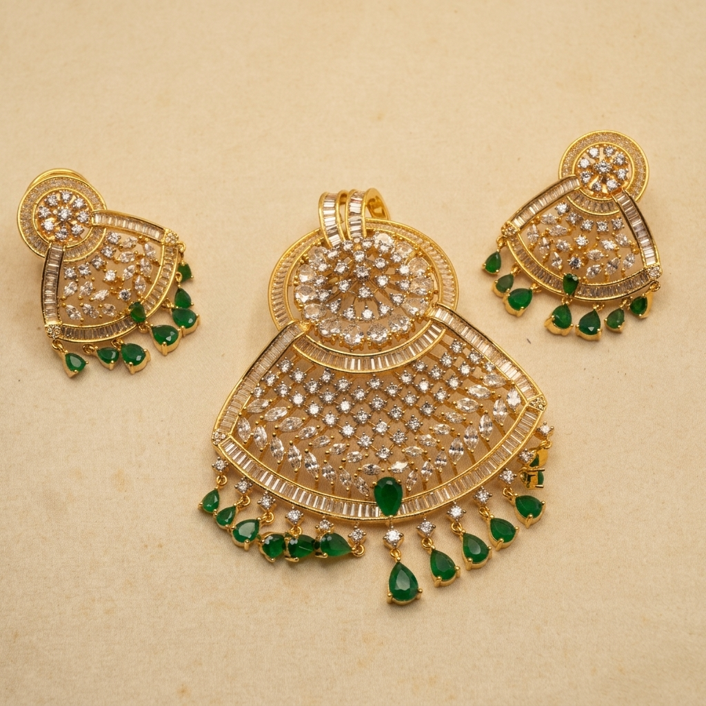 Premium Green Teardrop Chandelier Crystal Pendant Set