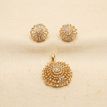 Premium Radial Crystal Sunburst Pendant & Earring Set