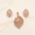 Luxurious Crystal Lattice Leaf Pendant & Earring Set