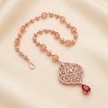 Rose-Tone Filigree & Red Teardrop Headpiece