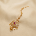 Ornate Magenta Crystal & Pearl Drop Forehead Piece