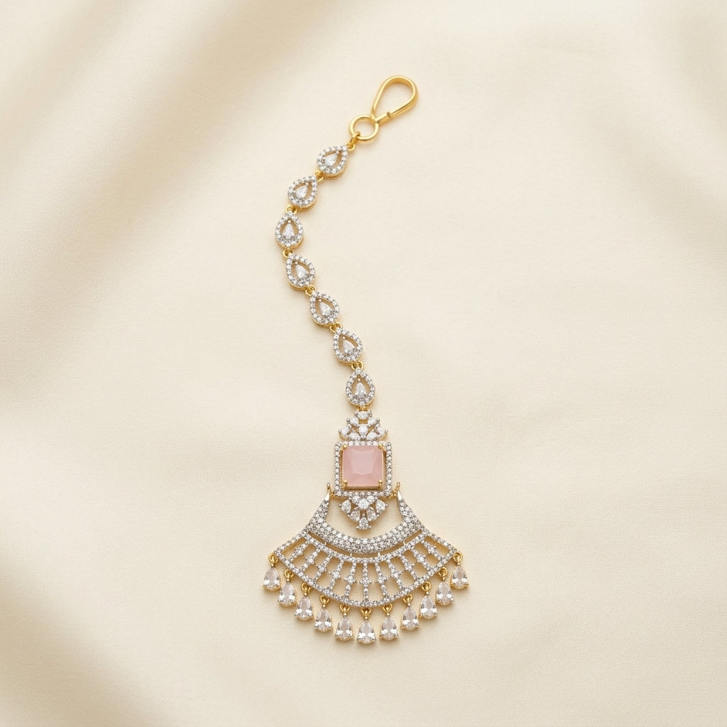 Pink Crystal Chandelier Forehead Pendant