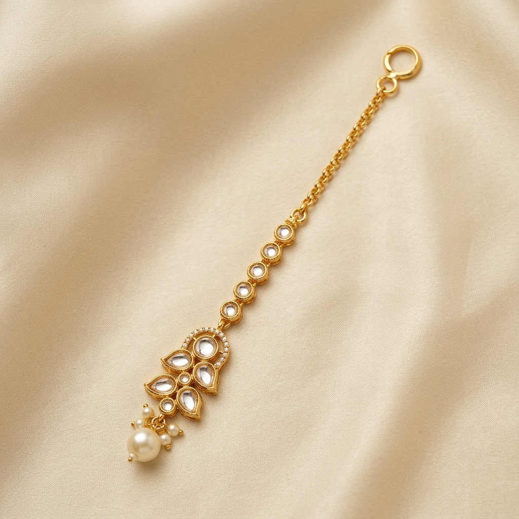 Elegant Pear Crystal & Pearl Cluster Headpiece