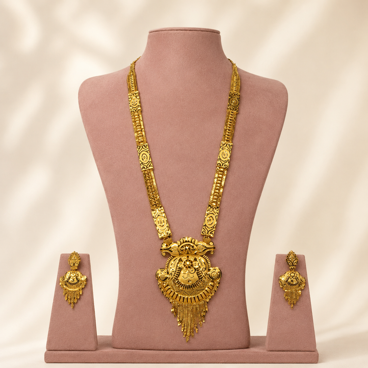 Majestic Royal Shield Long Necklace &amp; Statement Earring Set