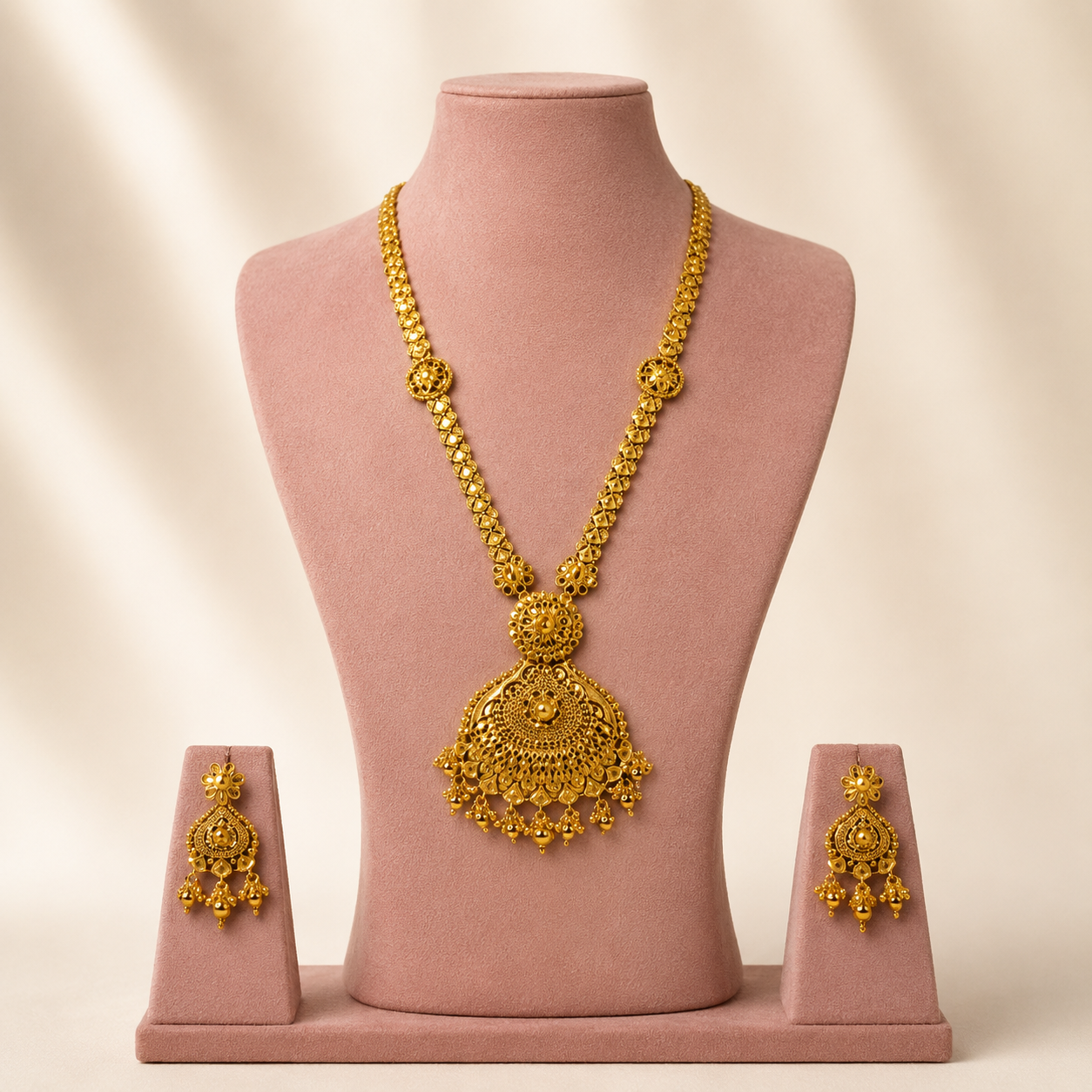 Vintage Royal Arch Long Necklace &amp; Dangle Earring Set