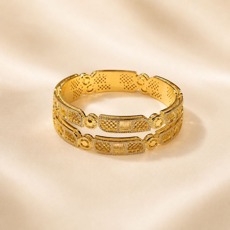Luxury Intricate Stone-Studded Statement Bangle Set